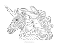Intricate Pattern Unicorn Head Unicorn Tracing Worksheets Pdf, Free Vectors File